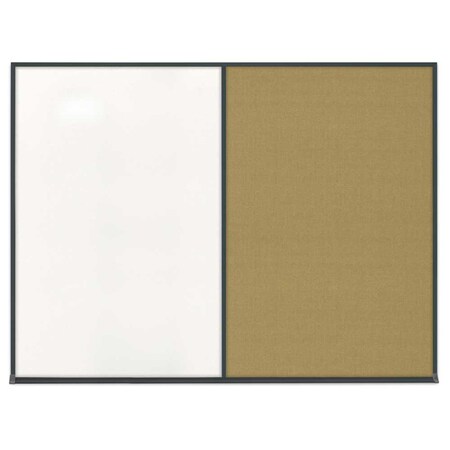 United Visual Products Double Door Radius Corkboard, 42"X32", W UV80025-WHITE-AMETHY